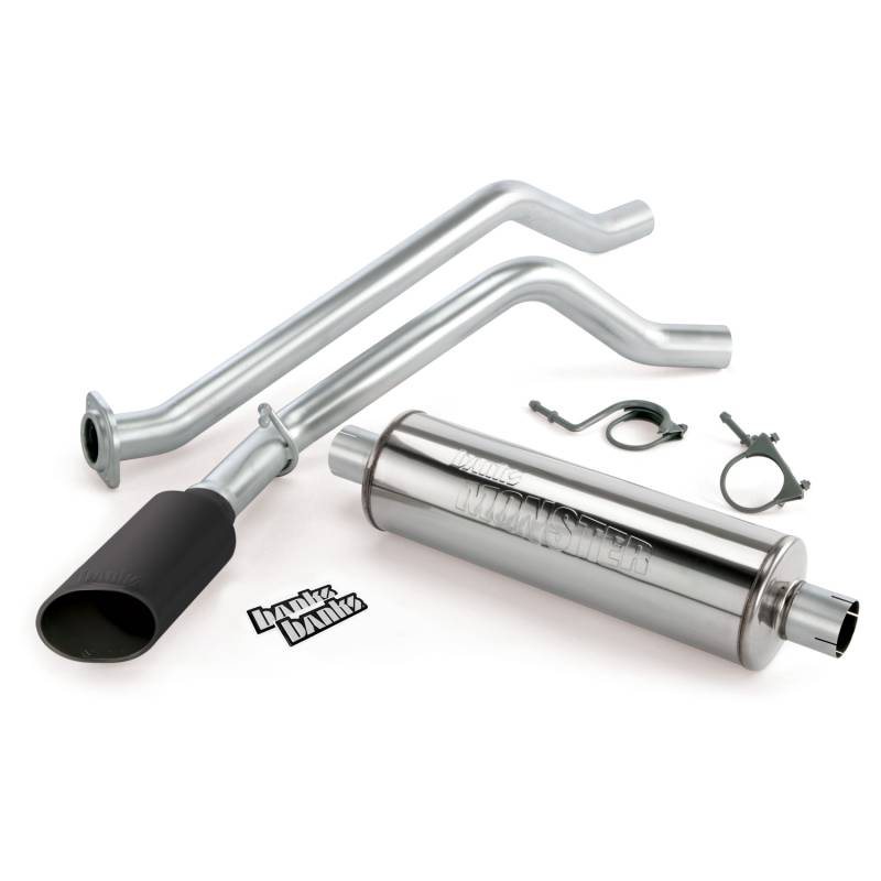 Banks Power - Monster Exhaust System Single Side Exit Black Ob Round Tip 12 Chevy 5.3L ECSB FFV Flex-Fuel Vehicle Banks Power