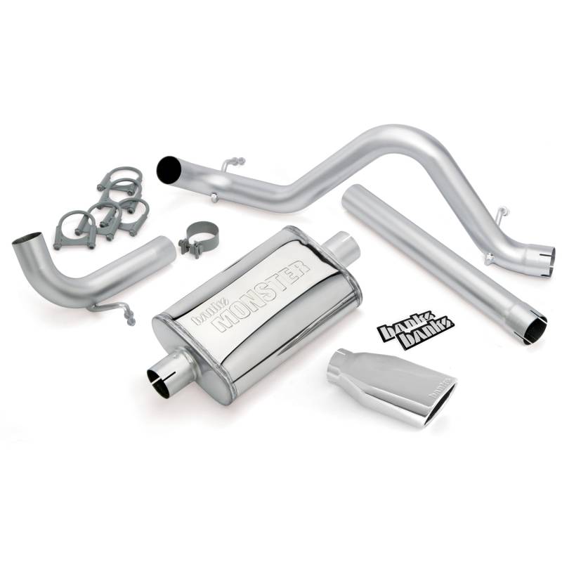 Banks Power - Monster Exhaust System Single Exit Chrome Ob Round Tip 12-18 Jeep 3.6L Wrangler JK All 4 Door Banks Power