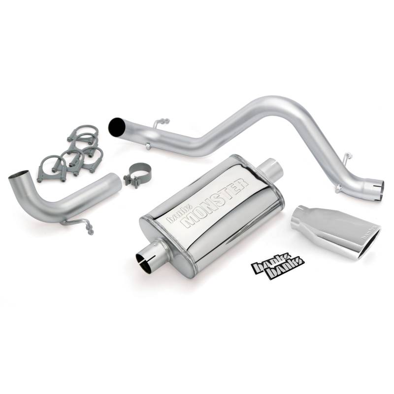 Banks Power - Monster Exhaust System Single Exit Chrome Ob Round Tip 12-18 Jeep 3.6L Wrangler JK All 2 Door Banks Power