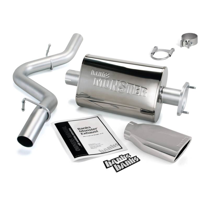 Banks Power - Monster Exhaust System Single Exit Chrome Ob Round Tip 04-06 Jeep 4.0L Wrangler Banks Power