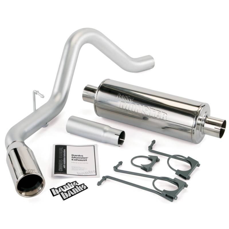 Banks Power - Monster Exhaust System Single Exit Chrome Round Tip 2008-10 Ford 6.8 S/D Super Duty ECSB/CCSB or and 2011-16 Ford 6.2 CCLB Banks Power