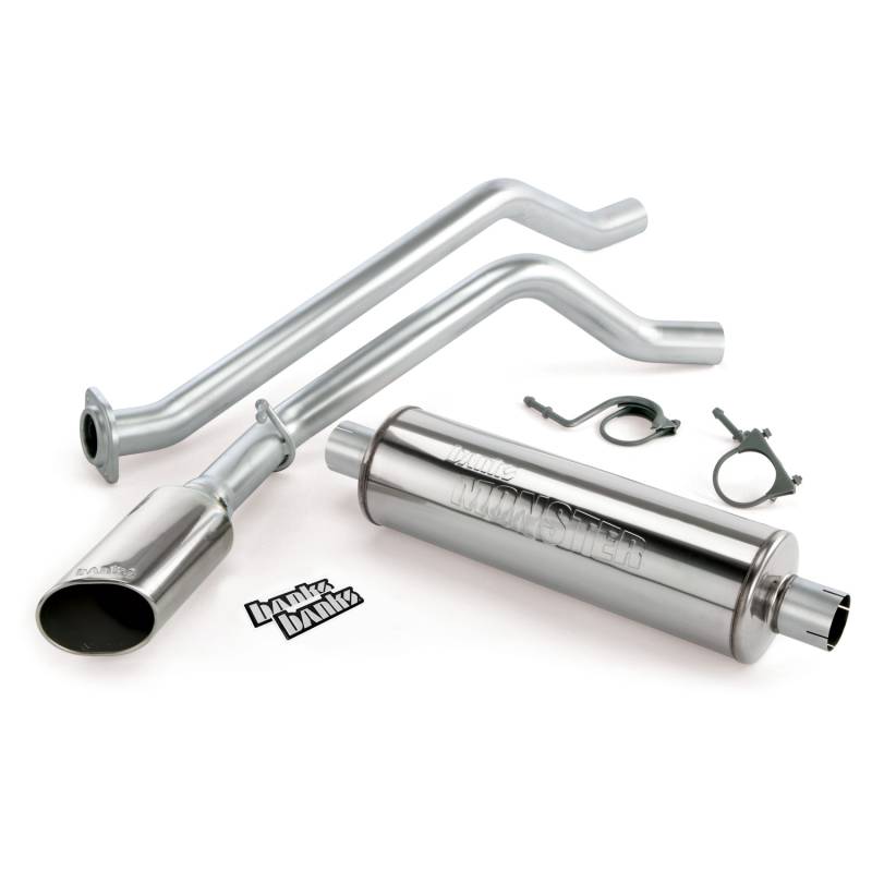 Banks Power - Monster Exhaust System Single Exit Chrome Ob Round Tip 09 Chevy 4.8L CCSB FFV Flex-Fuel Vehicle Banks Power