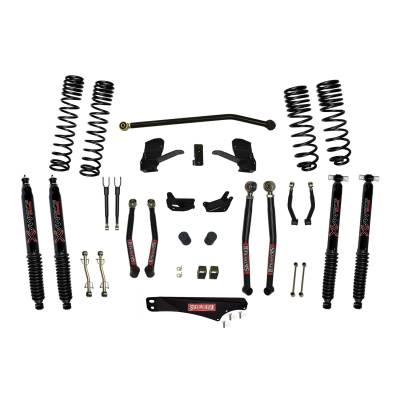 Skyjacker 4 Inch Dual Rate Long Travel Long Arm Suspension Lift Kit/Black MAX Shocks JK40LKLT-SX-B