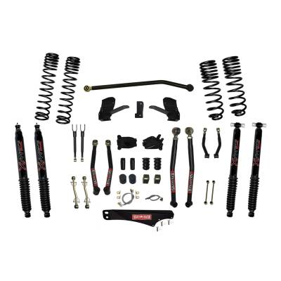 Skyjacker 7 Inch Dual Rate Long Travel Long Arm Suspension Lift Kit/Black MAX Shocks JK70LKLT-SX-B