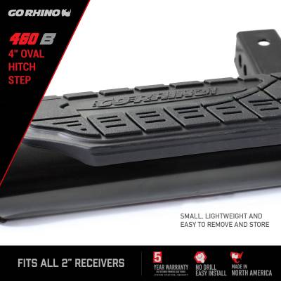 Go Rhino - Go Rhino 4" Oval Hitch Step - Black 460B - Image 7