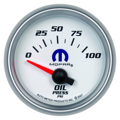 AutoMeter GAUGE, OIL PRESSURE, 2 1/16" , 100PSI, ELECTRIC, WHITE, MOPAR 880029