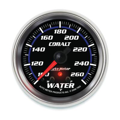 AutoMeter GAUGE, WATER TEMP, 2 5/8" , 260 Degrees F, STEPPER MOTOR W/ PEAK & WARN, COBALT 7955