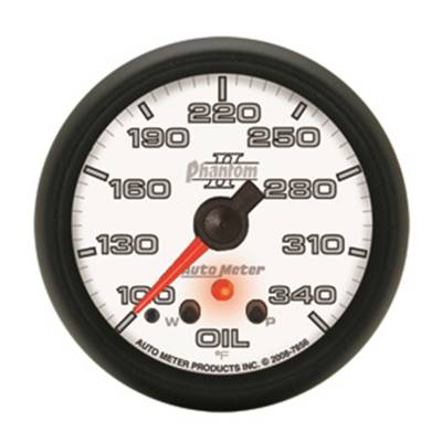 AutoMeter GAUGE,OIL TEMP,2 1/16",340 Degrees F,STEPPER MOTOR W/ PEAK & WARN,PHANTOM II 7856