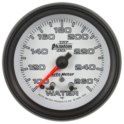 AutoMeter GAUGE,WATER TEMP,2 1/16",260 Degrees F,STEPPER MOTOR W/ PEAK & WARN,PHANTOM II 7855