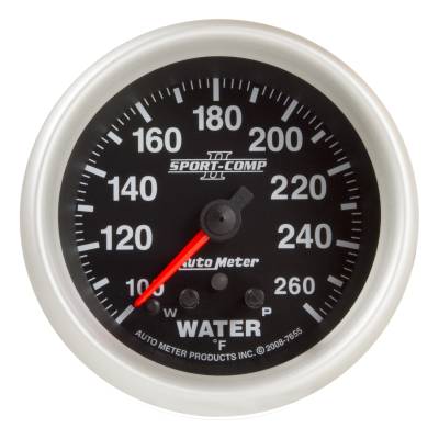 AutoMeter GAUGE,WATER TEMP,2 5/8",260 Degrees F,STEPPER MOTOR W/ PEAK & WARN,SPORT-COMP II 7655