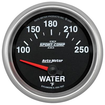 AutoMeter GAUGE, WATER TEMP, 2 5/8" , 100-250 Degrees F, ELECTRIC, SPORT-COMP II 7637