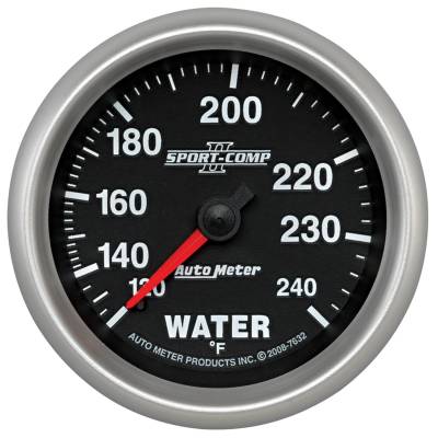 AutoMeter GAUGE, WATER TEMP, 2 5/8" , 120-240 Degrees F, MECHANICAL, SPORT-COMP II 7632