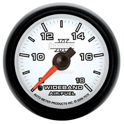 AutoMeter GAUGE, AIR/FUEL RATIO-WIDEBAND, ANALOG, 2 1/16" , 8:1-18:1, STPR MTR, PHANTOM II 7570