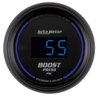 AutoMeter GAUGE, BOOST, 2 1/16" , 60PSI, DIGITAL, BLACK DIAL W/ BLUE LED 6970