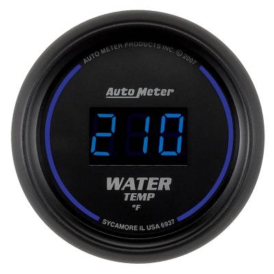 AutoMeter GAUGE, WATER TEMP, 2 1/16" , 340 Degrees F, DIGITAL, BLACK DIAL W/ BLUE LED 6937