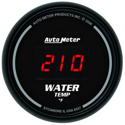 AutoMeter GAUGE, WATER TEMP, 2 1/16" , 340 Degrees F, DIGITAL, BLACK DIAL W/ RED LED 6337