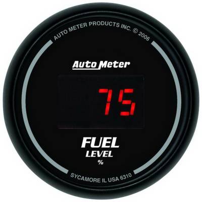 AutoMeter GAUGE, FUEL LEVEL, 2 1/16" , 0-280O PROGRAM., DIGITAL, BLACK DIAL W/ RED LED 6310