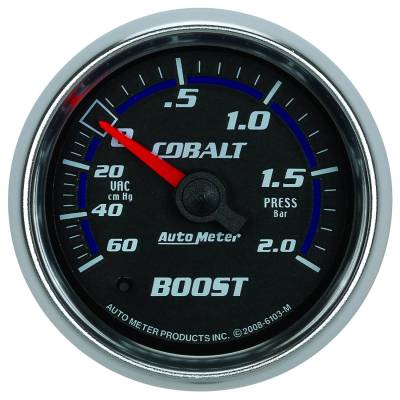 AutoMeter GAUGE, VAC/BOOST, 2 1/16" , 60CMHG-2.0BAR, MECHANICAL, COBALT 6103-M