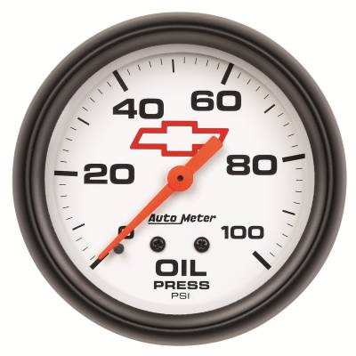 AutoMeter GAUGE, OIL PRESSURE, 2 5/8" , 100PSI, MECHANICAL, GM BOWTIE WHITE 5821-00406