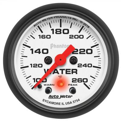 AutoMeter GAUGE,WATER TEMP,2 1/16",260 Degrees F,DIGITAL STEPPER MOTOR W/PK & WRN,PHANTOM 5754