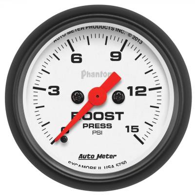 AutoMeter GAUGE, BOOST, 2 1/16" , 15PSI, DIGITAL STEPPER MOTOR, PHANTOM 5750