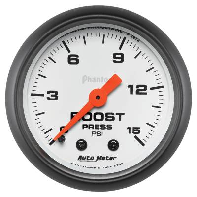 AutoMeter GAUGE, BOOST, 2 1/16" , 15PSI, MECHANICAL, PHANTOM 5702