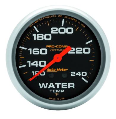 AutoMeter GAUGE,WATER TEMP,2 5/8",120-240 Degrees F,LIQUID FILLED MECH,12FT.,PRO-COMP 5433