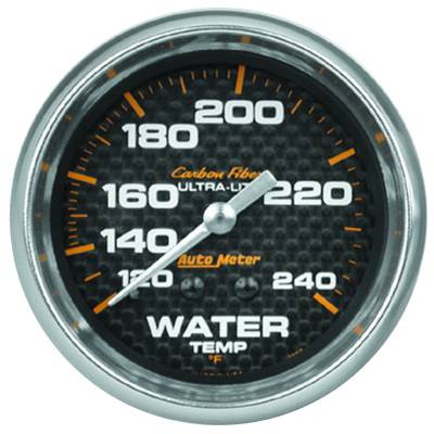 AutoMeter GAUGE, WATER TEMP, 2 5/8" , 120-240 Degrees F, MECHANICAL, CARBON FIBER 4832