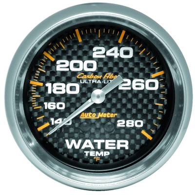 AutoMeter GAUGE, WATER TEMP, 2 5/8" , 140-280 Degrees F, MECHANICAL, CARBON FIBER 4831