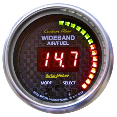 AutoMeter GAUGE, AIR/FUEL RATIO-PRO, 2 1/16", 10:1-20:1, DIGITAL W/ PK & WRN, CARBON FIBER 4778