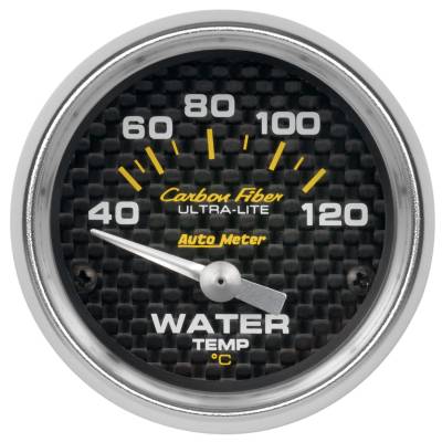 AutoMeter GAUGE, WATER TEMP, 2 1/16" , 40-120 Degrees C, ELECTRIC, CARBON FIBER 4737-M