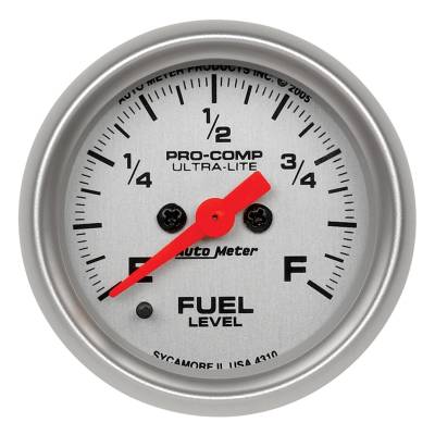 AutoMeter GAUGE, FUEL LEVEL, 2 1/16" , 0-280O PROGRAMMABLE, ULTRA-LITE 4310