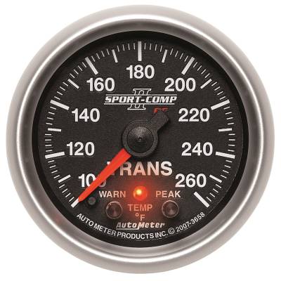 AutoMeter GAUGE,TRANS TEMP,2 1/16",100-260 Deg. F,STEPPER MOTOR W/PEAK&WRN,SPORT-COMP II 3658