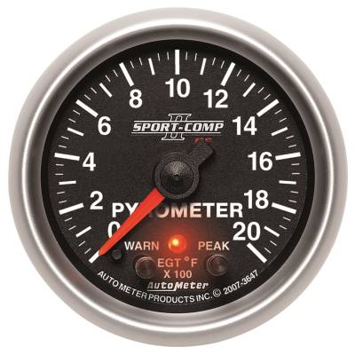 AutoMeter GAUGE,PYROMETER (EGT),2 1/16",2000 Deg. F,STEPPER MOTOR W/PK&WRN,SPORT-COMP II 3647