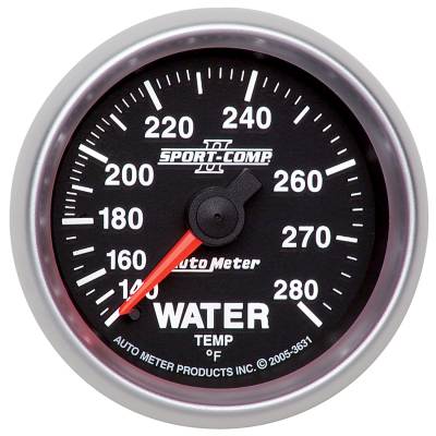 AutoMeter GAUGE, WATER TEMP, 2 1/16" , 140-280 Degrees F, MECHANICAL, SPORT-COMP II 3631