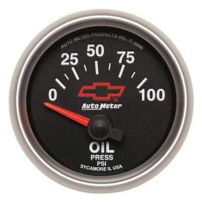 AutoMeter GAUGE, OIL PRESSURE, 2 1/16" , 100PSI, ELECTRIC, GM BOWTIE BLACK 3627-00406