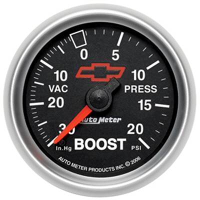 AutoMeter GAUGE, VAC/BOOST, 2 1/16" , 30INHG-20PSI, MECHANICAL, GM BOWTIE BLACK 3607-00406