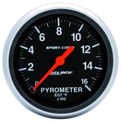 AutoMeter GAUGE,PYROMETER (EGT),2 5/8",1600 Degrees F,DIGITAL STEPPER MOTOR,SPORT-COMP 3544