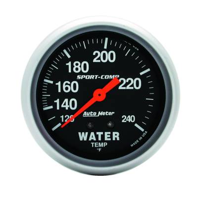 AutoMeter GAUGE, WATER TEMP, 2 5/8" , 120-240 Degrees F, MECHANICAL, SPORT-COMP 3432