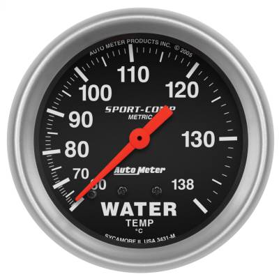 AutoMeter GAUGE, WATER TEMP, 2 5/8" , 60-140 Degrees C, MECHANICAL, SPORT-COMP 3431-M