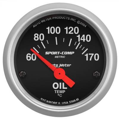 AutoMeter GAUGE, OIL TEMP, 2 1/16" , 60-170 Degrees F, ELECTRIC, SPORT-COMP 3348-M