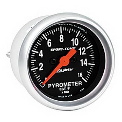 AutoMeter GAUGE,PYROMETER (EGT),2 1/16",1600 Degrees F,DIGITAL STEPPER MOTOR,SPORT-COMP 3344