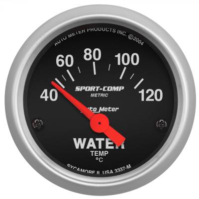 AutoMeter GAUGE, WATER TEMP, 2 1/16" , 40-120 Degrees C, ELECTRIC, SPORT-COMP 3337-M