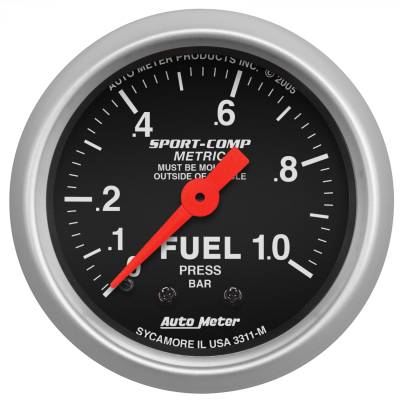 AutoMeter GAUGE, FUEL PRESSURE, 2 1/16" , 1.0BAR, MECHANICAL, SPORT-COMP 3311-M