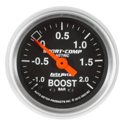 AutoMeter GAUGE, VAC/BOOST, 2 1/16" , -1 - +2 BAR, MECHANICAL, SPORT-COMP 3303-M2