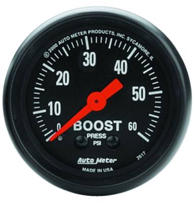 AutoMeter GAUGE, BOOST, 2 1/16" , 60PSI, MECHANICAL, Z-SERIES 2617