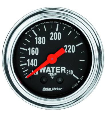 AutoMeter GAUGE,WATER TEMP,2 1/16",120-240 Degrees F,MECHANICAL,12FT.,TRADITIONAL CHROME 2433