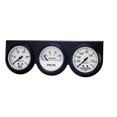 AutoMeter GAUGE CONSOLE,OILP/WTMP/VOLT,2 5/8",100PSI/280 Degrees F/16V,WHT DIAL,BLK BZL,AG 2328