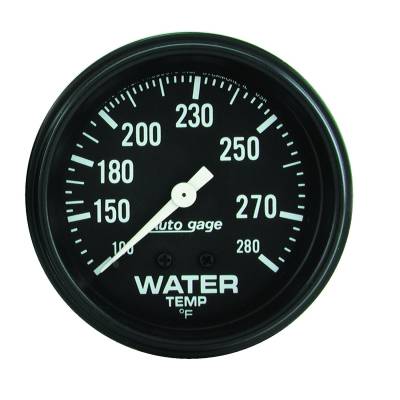 AutoMeter GAUGE, WATER TEMPERATURE, 2 5/8" 100-280 Degrees F, MECHANICAL, BLACK, AUTOGAGE 2313