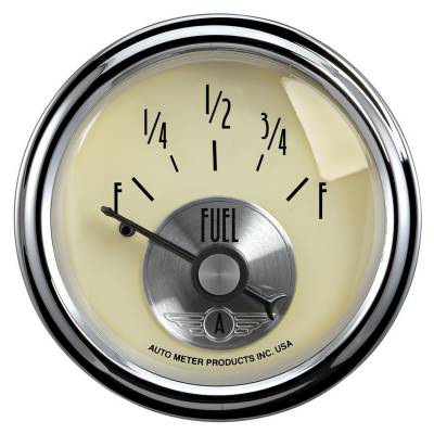 AutoMeter GAUGE, FUEL LEVEL, 2 1/16" , 240OE TO 33OF, ELEC, PRESTIGE ANTQ. IVORY 2017